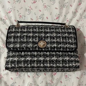 Kate Spade Natalia Medium Black/White Tweed Shoulder Bag (Mint Condition)